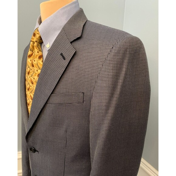 BIOS Silk Wool Blazer Mens 38R Houndstooth Tweed Jacket Sportcoat - Picture 2 of 11